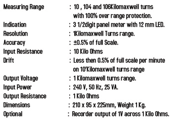 flux meter specification chart